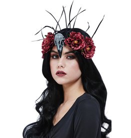 Haarband met Vogelschedel, Veren en Bloemen