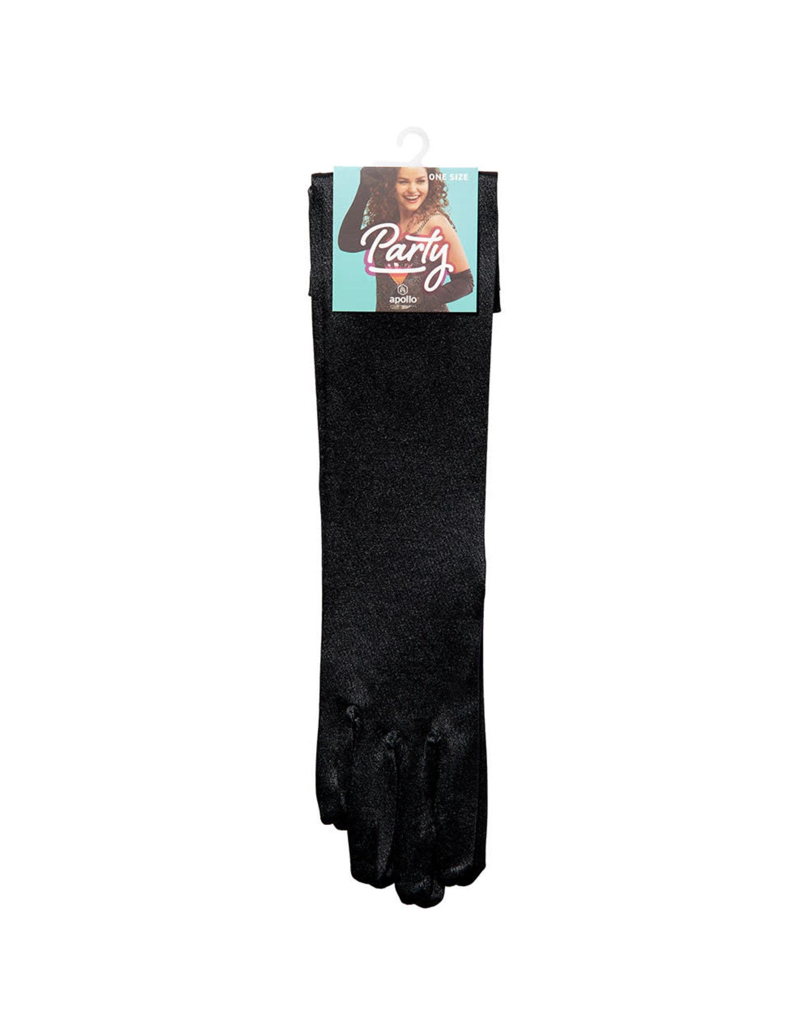 Handschoenen Satijn Luxe Zwart, 40cm
