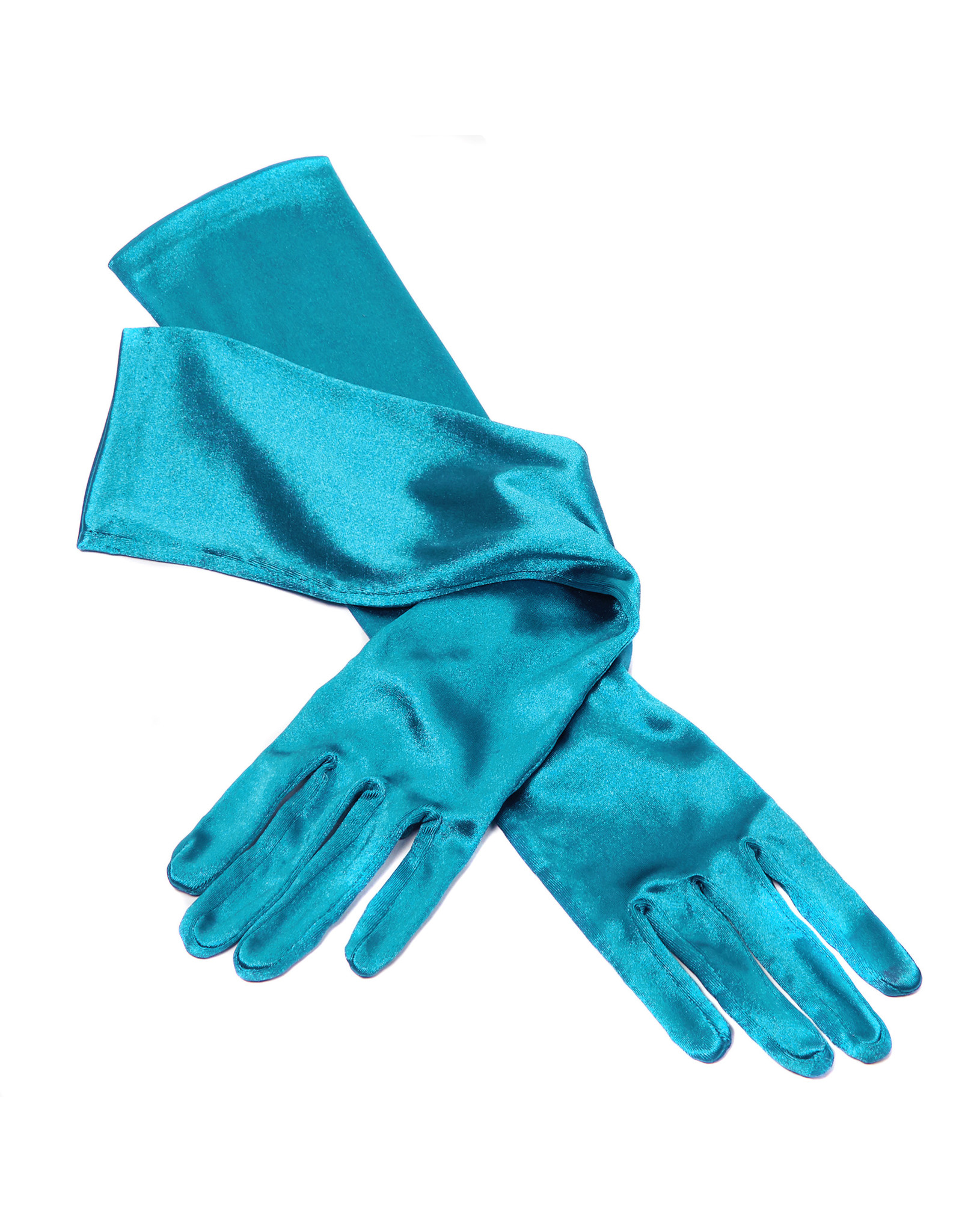 Gala handschoenen elastisch 48 cm lang, Turquoise