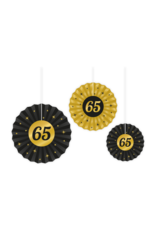 Classy Party Papieren Waaiers - Cijfer 65 (3 Stuks)