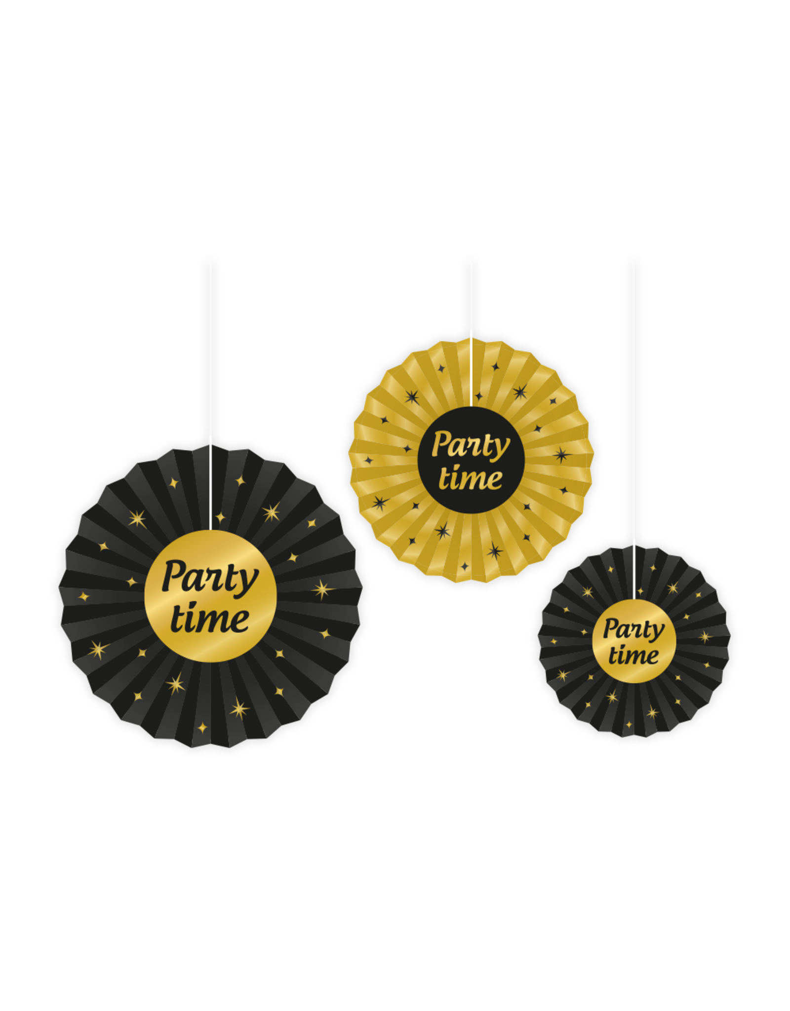 Classy Party Papieren Waaiers - Party time (3 Stuks)
