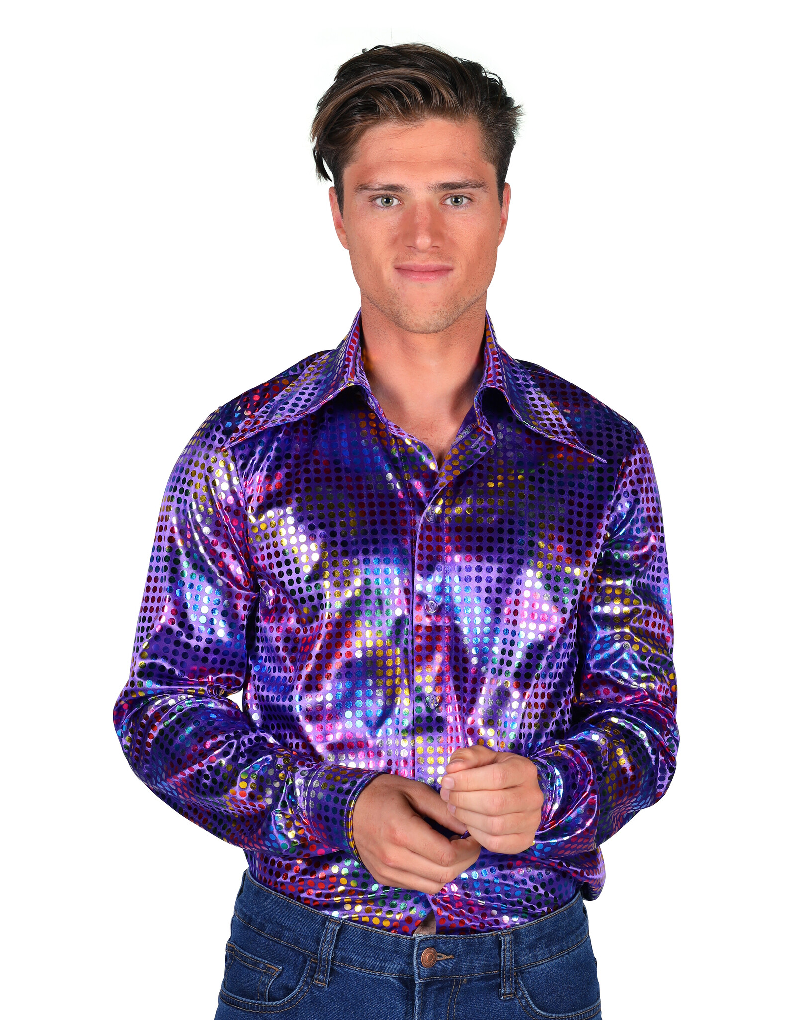 Shirt Disco Heren, Paars