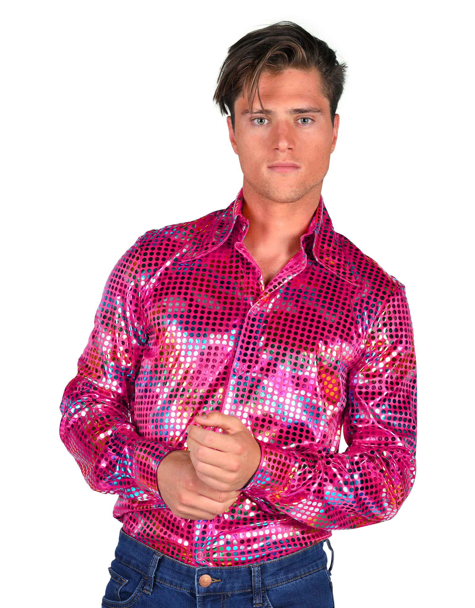 Shirt Disco Heren, Pink