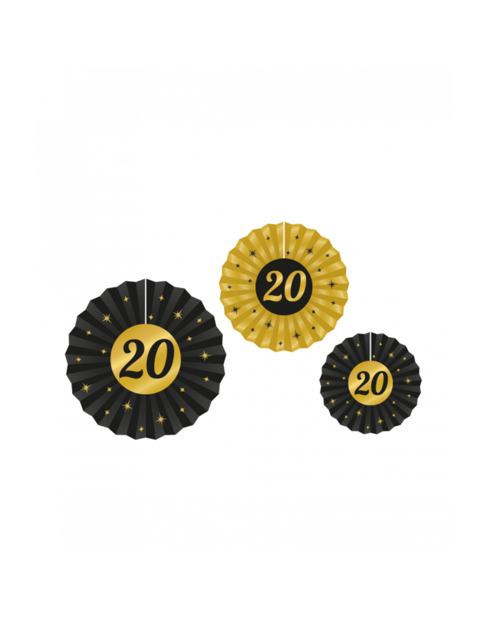 Classy Party Papieren Waaiers - Cijfer 20  (3 Stuks)