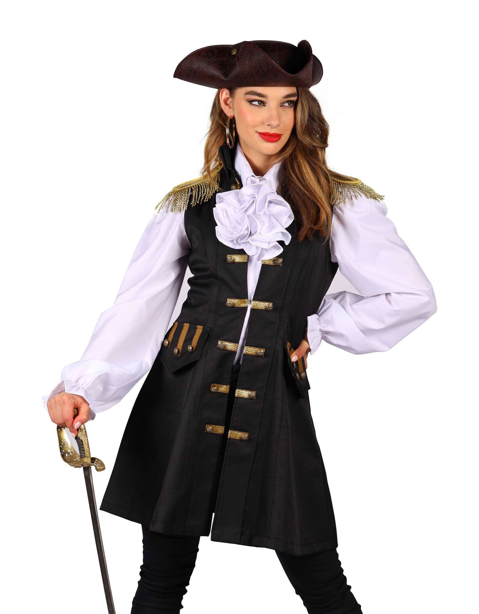 Dames Piratenvest, Zwart