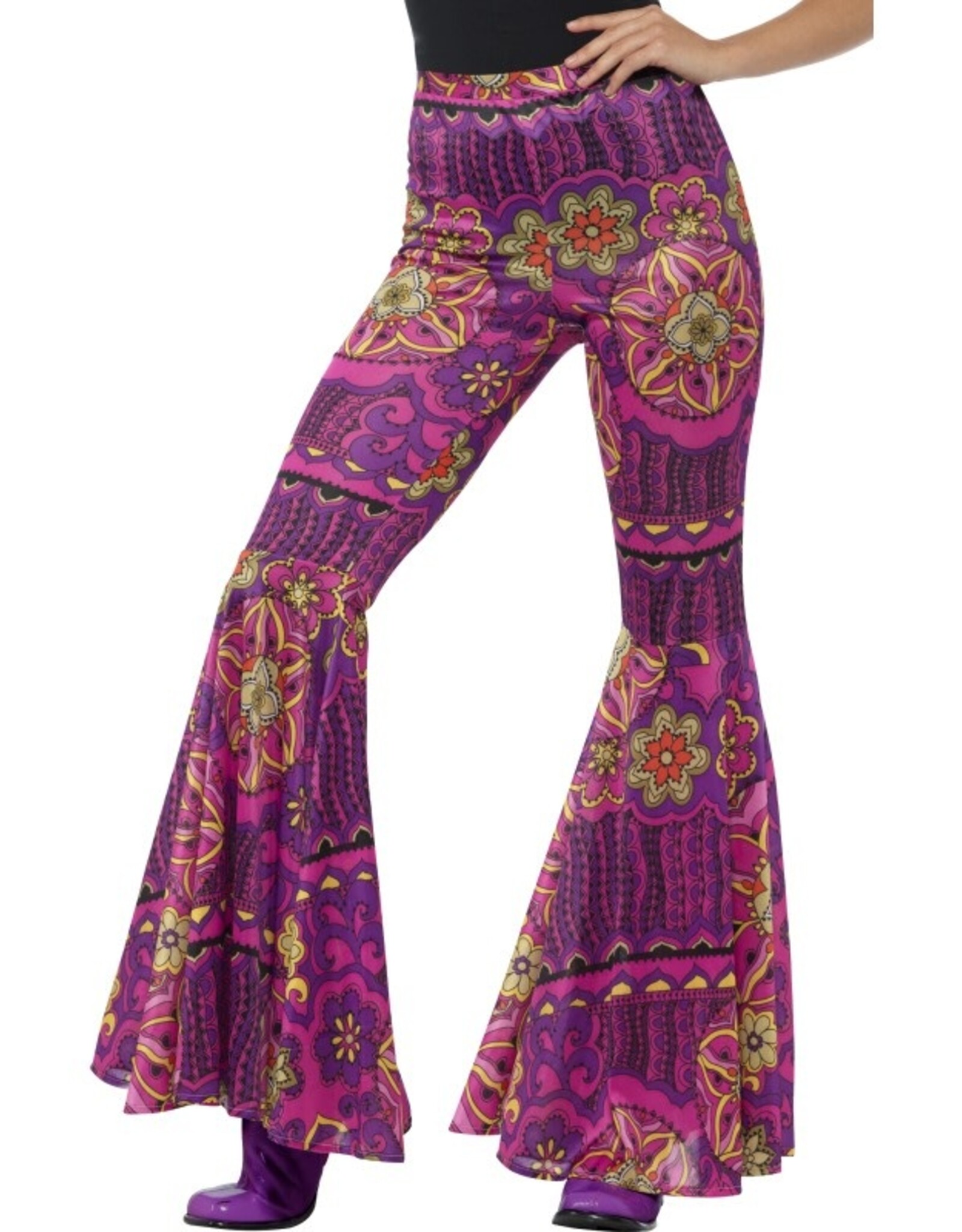 Psychedelic Flared Broek Pink, Dames