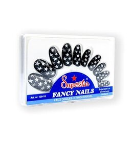 Kunstnagels Zwart-Zilver Ster