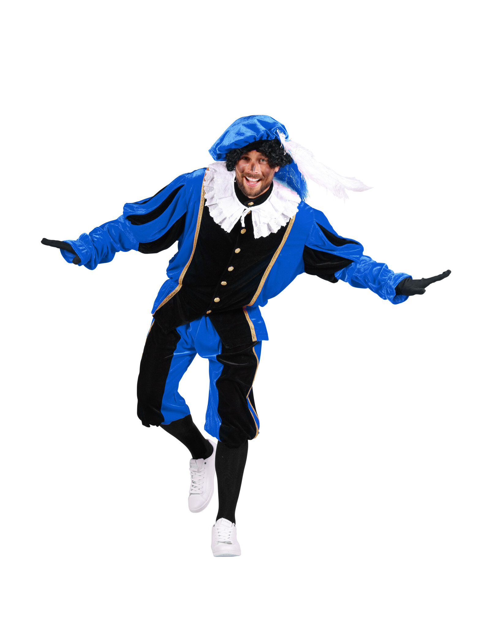 Piet Polyester Fluweel 'Populair', Zwart-Blauw