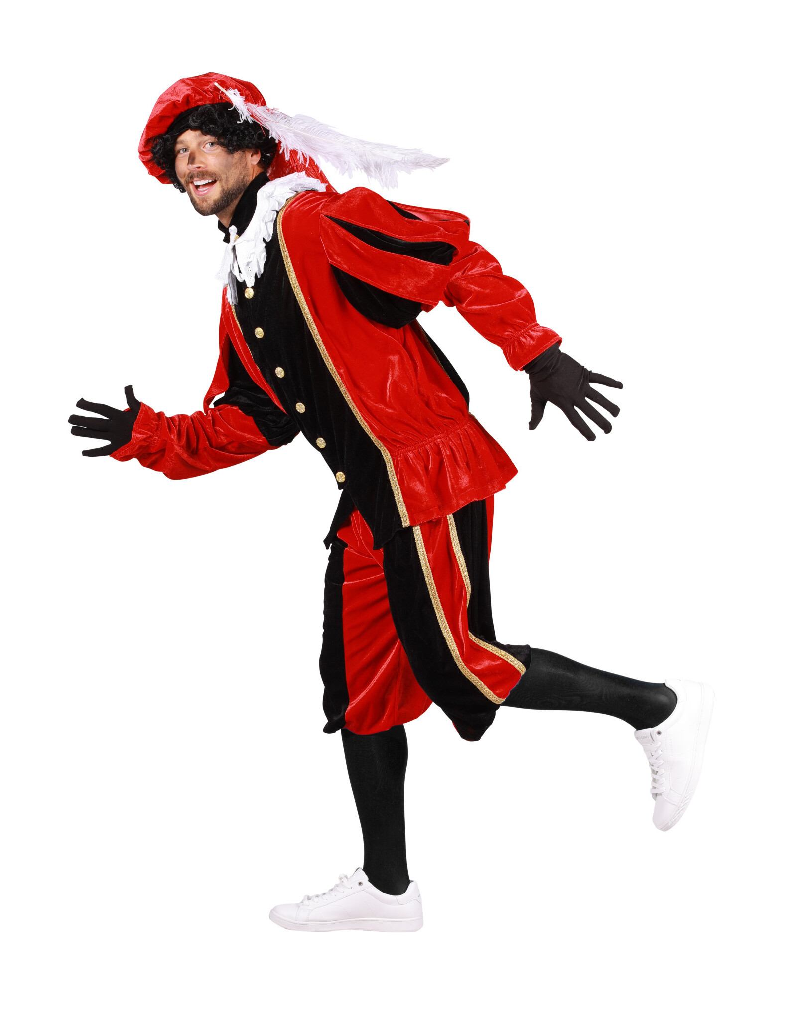 Piet Polyester Fluweel 'Populair', Zwart-Rood