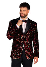Heren Pailletten Colbert "Showstar", Rood-Zwart