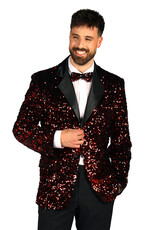 Heren Pailletten Colbert "Showstar", Rood-Zwart