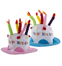 Hoed Happy Birthday Roze of blauw