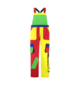 Tuinbroek Rood-Geel-Groen-Korenblauw met Franje Kind