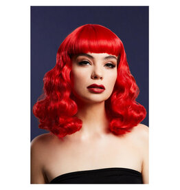 Fever Bettie Pruik met Slag en Pony, Rood