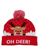 Beanie Oh Deer met Pom Pom, Rood