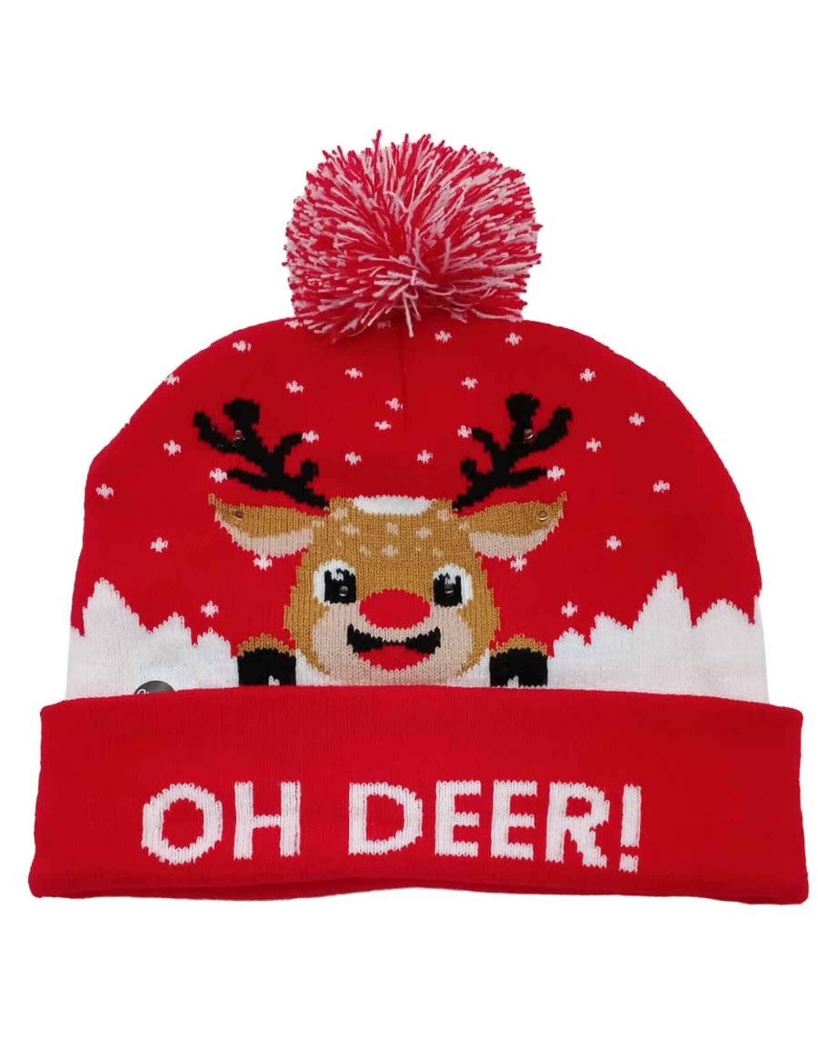 Beanie Oh Deer met Pom Pom, Rood