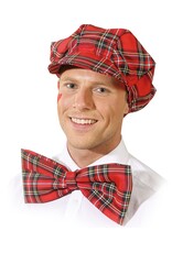Muts + strik Rood/geruit