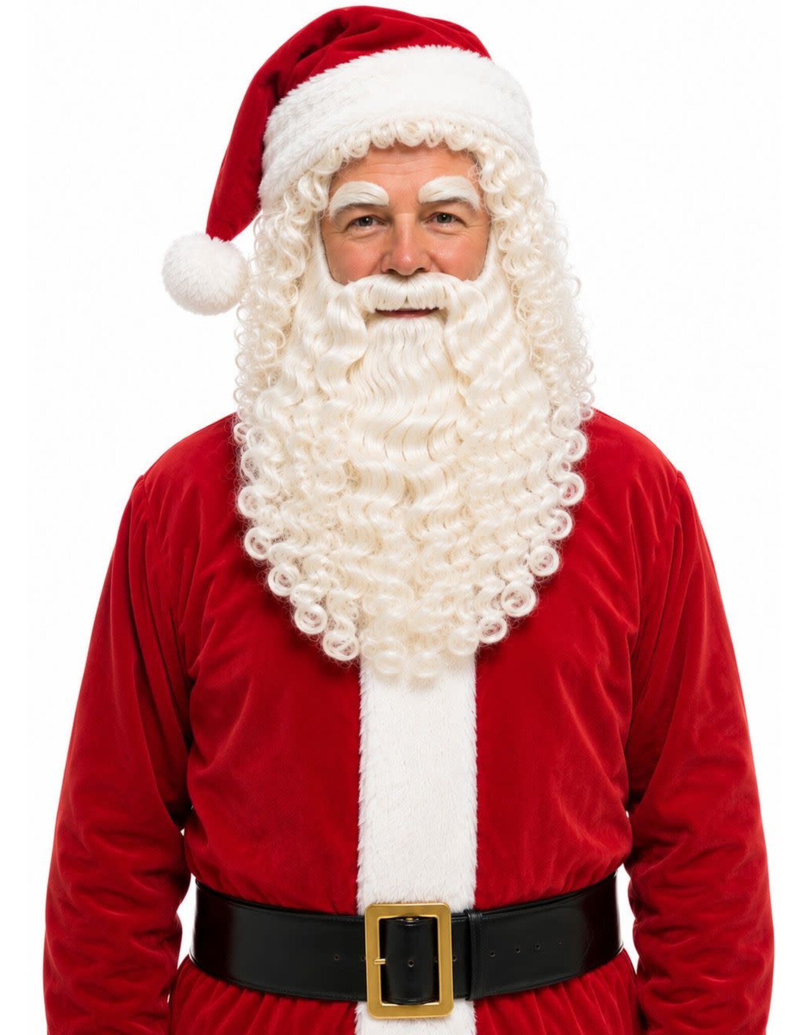 Kerstman Pruik met Baard en Wenkbrauwen