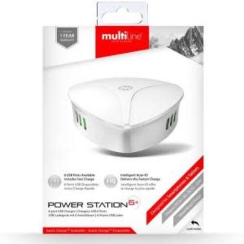Multiline Multiline Powerstation 6+ – 8A / 40W – 6-port USB Hub Multiline Multiline Powerstation 6+ – 8A / 40W – 6-port USB Hub