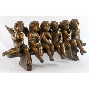 Studio Collection 6 Cherubs On Bench (Antique Gold Finish)