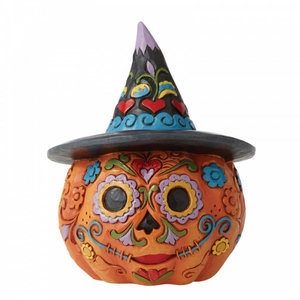 Jim Shore's Heartwood Creek Day of the Dead Jack-o-Lantern with Witch Hat (Mini Fig.)