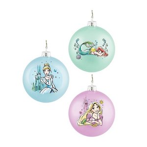 Disney Kurt S. Adler Princesses Glass Ornament Set/3