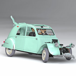 Tintin (Kuifje) The Crashed 2 CV  (1/24)