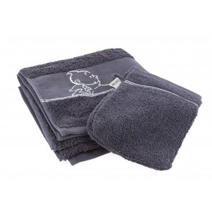 Tintin (Kuifje) Steel grey Hand Towel + Flannel - Tintin