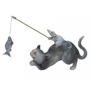 Studio Collection Cat with Mouse Fishing