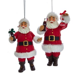 Coca Cola © Coke Santa Holding Ball & Bottle (Hanging Ornament) - SET of 2