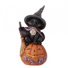 Jim Shore's Heartwood Creek Black Cat with Jack - O - Lantern (Mini)