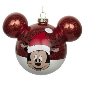 Disney MIckey Ears Glass Ornament