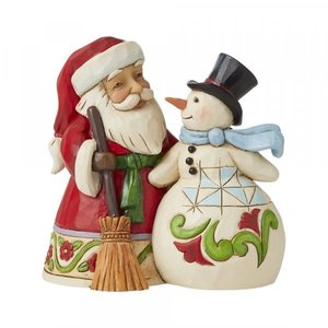 Jim Shore's Heartwood Creek Santa with Snowman (Pint Sized)