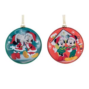 Disney Mickey & Minnie style Glass Disk Glass Ornament (SET 2)
