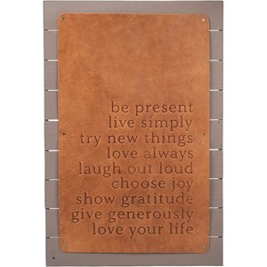 Demdaco "Impressions of Life"  Wall Art Genuine Leather Wood