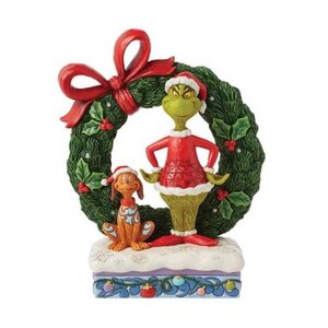 The Grinch by Jim Shore The Grinch & Max Wreath (Light-Up)