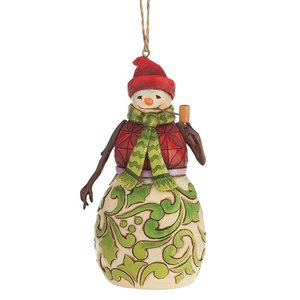 Jim Shore's Heartwood Creek Red & Green Snowman Hanging Ornament