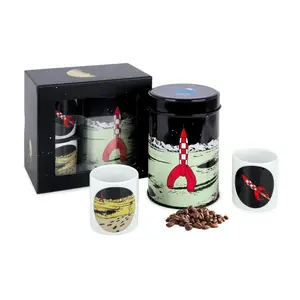 Tintin (Kuifje) Biologische koffie cadeau set + kopjes - Maan
