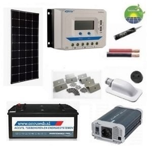 Enjoy Solar Zonnepaneelset compleet 420 Watt 12 Volt incl omvormer 1000 Watt - 1 x  accu STMF 230 Ah