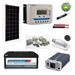 Eco line Zonnepaneelset voor koelkast 400 Watt 12 Volt incl omvormer 1000 Watt - 1 x  accu STMF 230 Ah