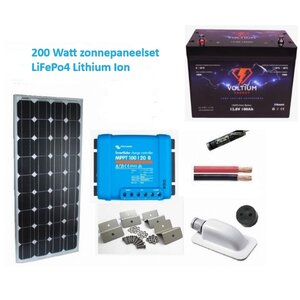 200 Watt Zonnepaneel set LiFePo4 Lithium 100Ah