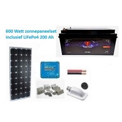 600 Watt zonnepaneel set LiFePo4 Lithium 200Ah