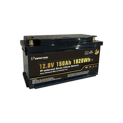 Perfektium LiFePO4 Lithium Batterij 12,8 Volt 150Ah 1920Wh  Afm. 355 x 176 x 190 mm interne verwarming