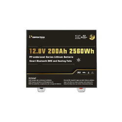 Perfektium PF-Underseat lithiumbatterij LiFePO4 12,8V 200Ah Smart BMS met Bluetooth 2560 watt