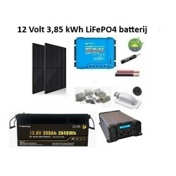 Zonnepaneelset Lithium 420 Watt 12 Volt incl omvormer 2000 Watt - accu LiFePo4 12,8V 300 Ah