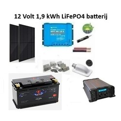 Zonnepaneelset Lithium 300 Watt 12 Volt incl omvormer 1000 Watt - accu LiFePo4 12,8V 150 Ah