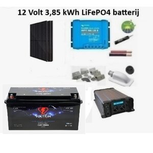 Voltium Zonnepaneelset Lithium 630 Watt 12 Volt incl omvormer 2000 Watt - accu 12,8V LiFePo4 300 Ah Voltium Zonnepaneelset Lithium 630 Watt 12 Volt incl omvormer 2000 Watt - accu 12,8V LiFePo4 300 Ah