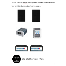 Zonnepaneelset 2x375watt Watt 24 Volt incl omvormer 2000 Watt - Semi tractie  2x 12V230A