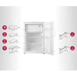 Inventum KV550 tafelmodel koelkast energiezuinig - 113 liter - Met vriesvak - 55 cm breed - Superkoelen - Led-verlichting - Energielabel D - Vrijstaand - Wit