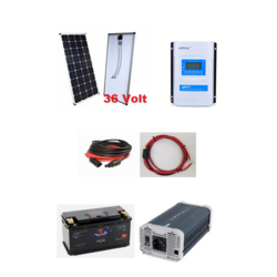 Zonnepaneelset Lithium 360 Watt 12 Volt incl omvormer 1500 Watt -  accu 12,8V LiFePo4 150 Ah